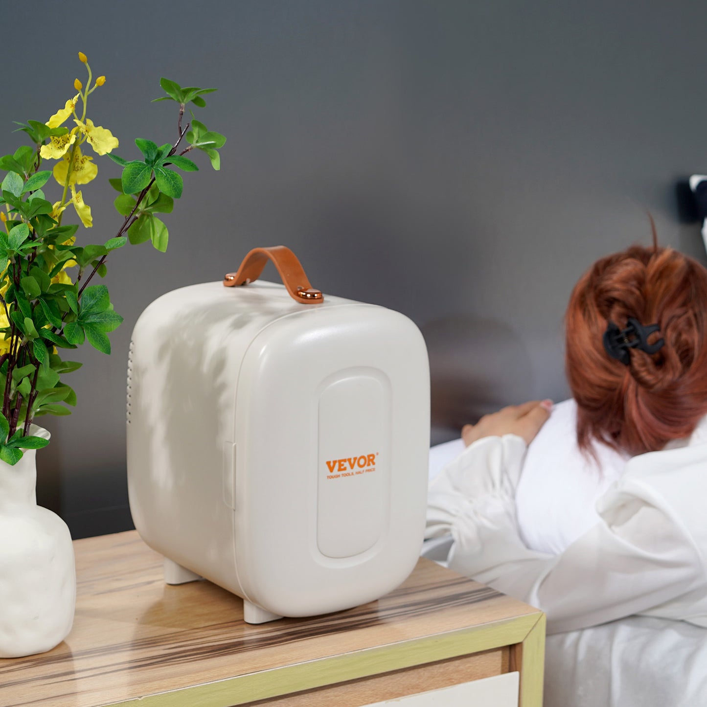 Vevor Mini Office Fridge, 4 L 6 Can Fridge For Beverage Fruit Milk, AC DC Cooler & Warmer, Mute Tiny Refrigerator For Bedroom Office Dorm Desk Car, ETL Certified, White