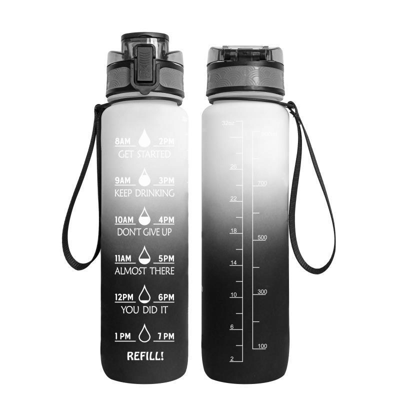 Transparent Motivation Water Bottle 1 Liter Bottled Kawaii Bpa Free Bottle Infuser Plastic Milk Sports Clear Water Bottle Kawaii Cup