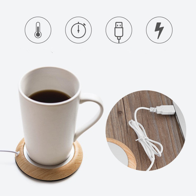 Original USB Wood Grain Cup Warmer Heat Beverage Mug Mat Keep Drink Warm Heater Mugs Coaster