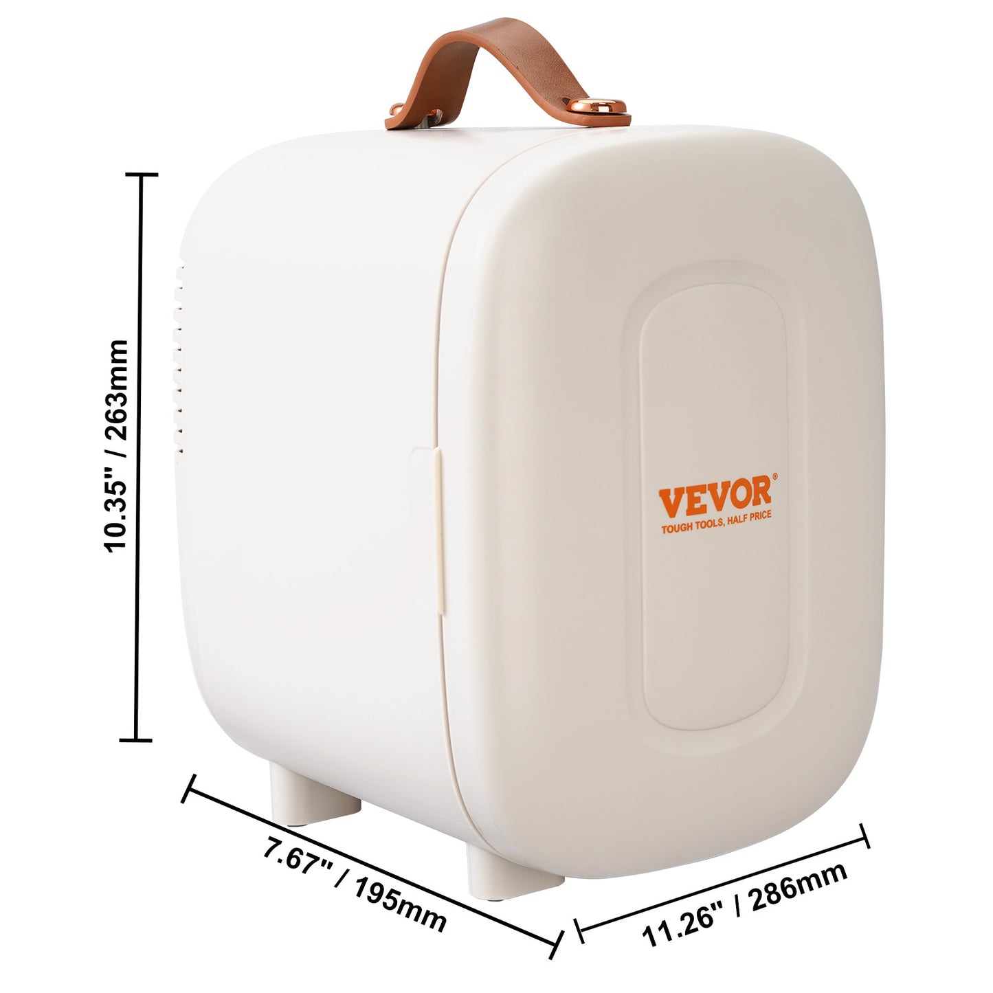 Vevor Mini Office Fridge, 4 L 6 Can Fridge For Beverage Fruit Milk, AC DC Cooler & Warmer, Mute Tiny Refrigerator For Bedroom Office Dorm Desk Car, ETL Certified, White